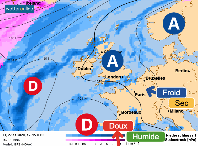 Carte de prévisions d'europe du Vendredi 27 novembre 2020