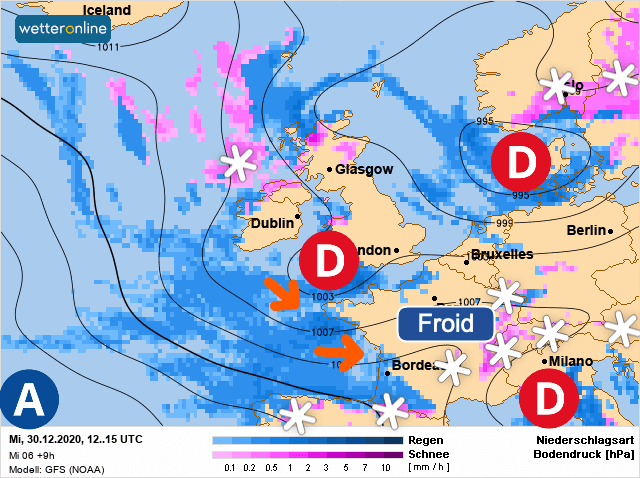 Carte de prévisions d'europe du Mercredi 30 décembre 2020