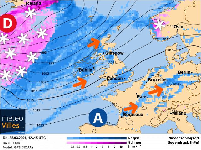 Carte de prévisions d'europe du Jeudi 25 mars 2021