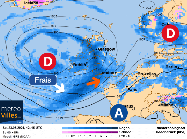 Carte de prévisions d'europe du Dimanche 23 mai 2021