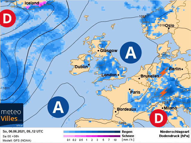 Carte de prévisions d'europe du Dimanche 6 juin 2021