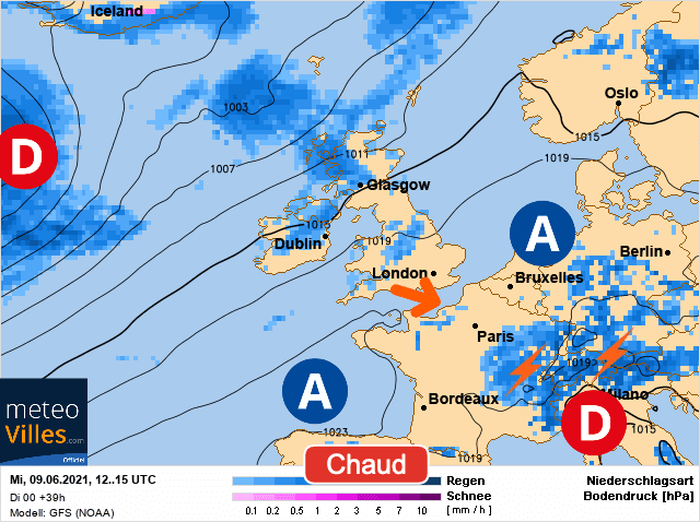 Carte de prévisions d'europe du Mercredi 9 juin 2021