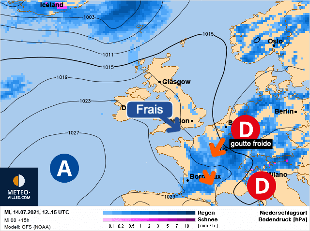 Carte de prévisions d'europe du Mercredi 14 juillet 2021