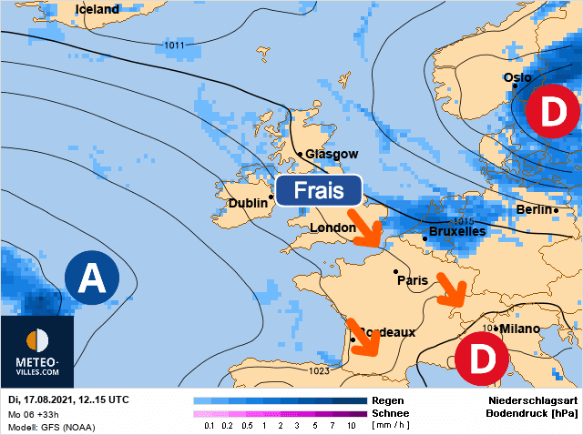 Carte de prévisions d'europe du Mardi 17 août 2021