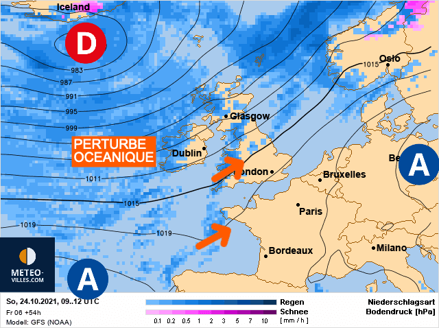 Carte de prévisions d'europe du Dimanche 24 octobre 2021