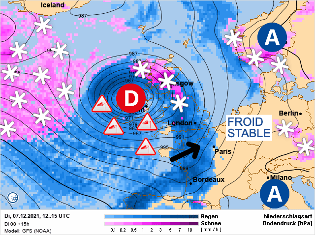 Carte de prévisions d'europe du Mardi 7 décembre 2021