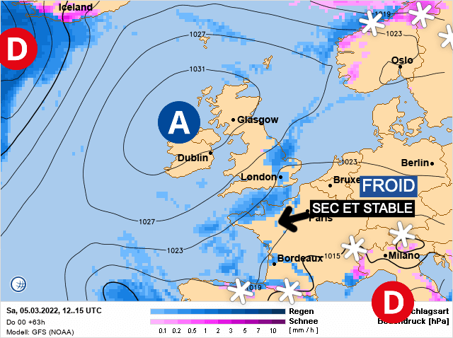 Carte de prévisions d'europe du Samedi 5 mars 2022