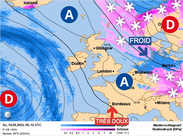Carte de prévisions d'europe du Dimanche 10 avril 2022