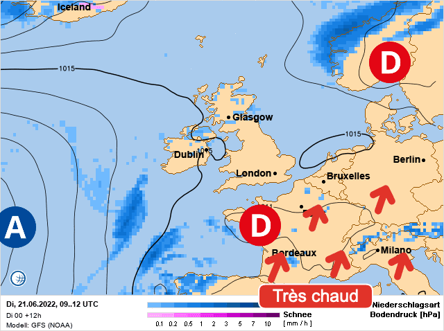 Carte de prévisions d'europe du Mardi 21 juin 2022