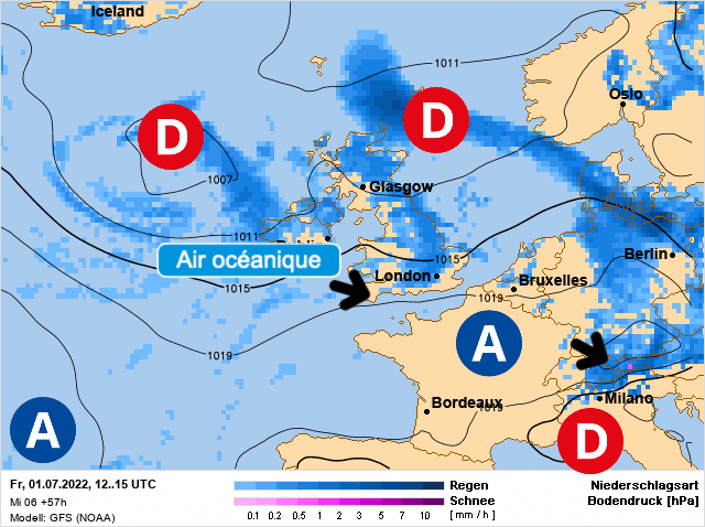Carte de prévisions d'europe du Vendredi 1 juillet 2022