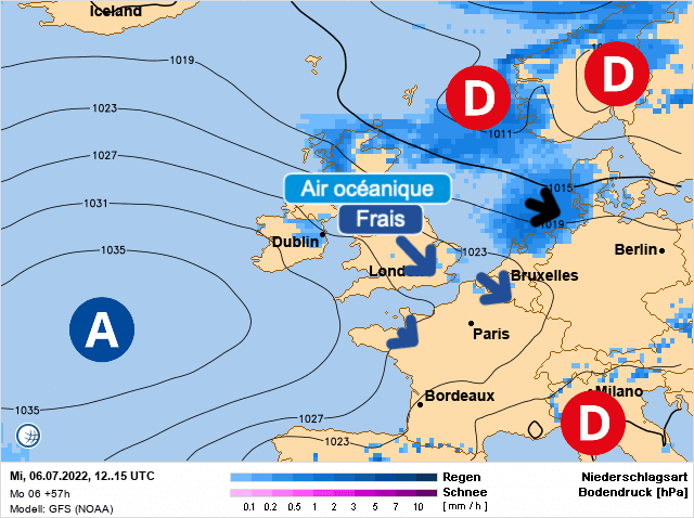 Carte de prévisions d'europe du Mercredi 6 juillet 2022