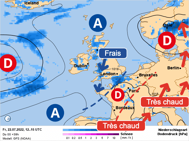 Carte de prévisions d'europe du Vendredi 22 juillet 2022