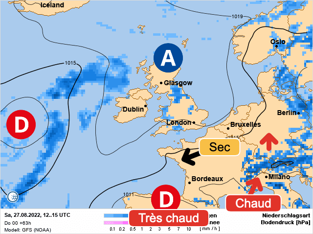 Carte de prévisions d'europe du Samedi 27 août 2022