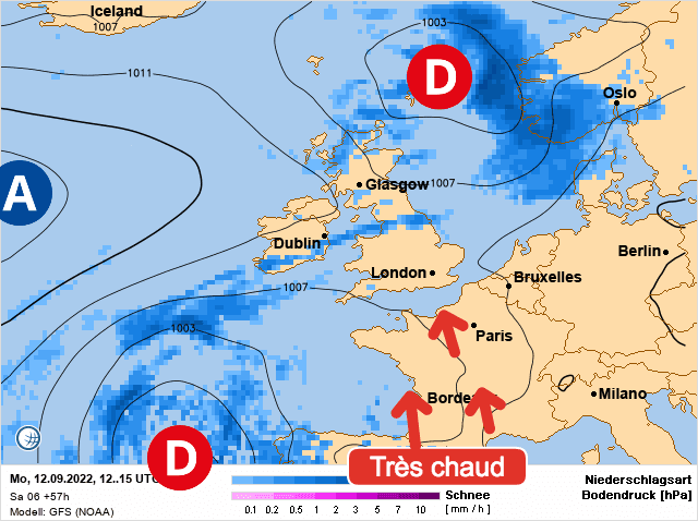 Carte de prévisions d'europe du Lundi 12 septembre 2022