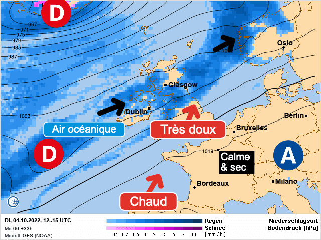 Carte de prévisions d'europe du Mardi 4 octobre 2022