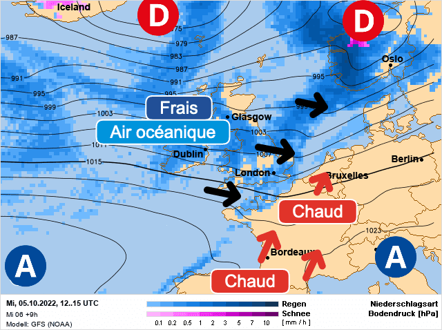 Carte de prévisions d'europe du Mercredi 5 octobre 2022