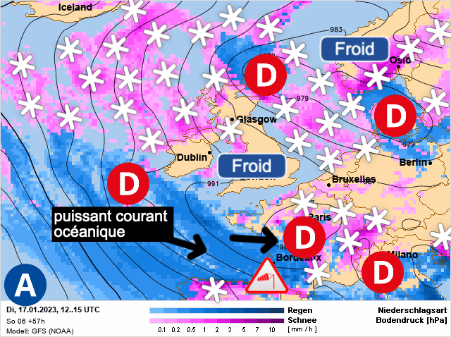 Carte de prévisions d'europe du Mardi 17 janvier 2023
