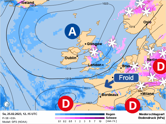 Carte de prévisions d'europe du Samedi 25 février 2023