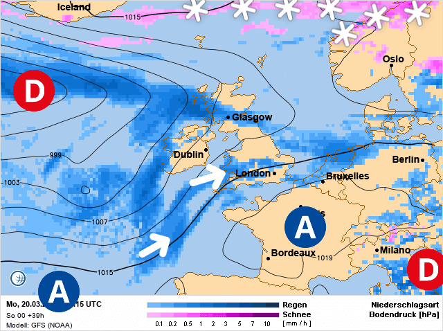 Carte de prévisions d'europe du Lundi 20 mars 2023