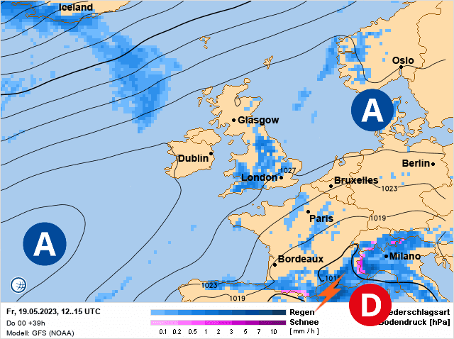 Carte de prévisions d'europe du Vendredi 19 mai 2023
