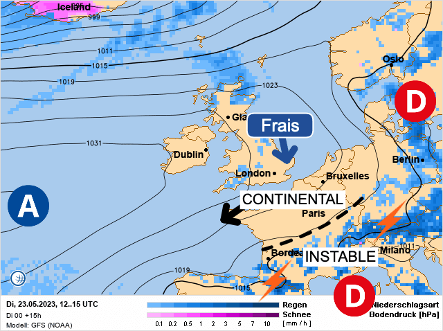 Carte de prévisions d'europe du Mardi 23 mai 2023