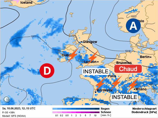 Carte de prévisions d'europe du Samedi 10 juin 2023