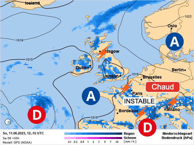 Carte de prévisions d'europe du Dimanche 11 juin 2023