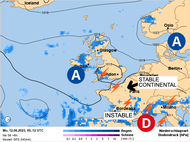 Carte de prévisions d'europe du Lundi 12 juin 2023