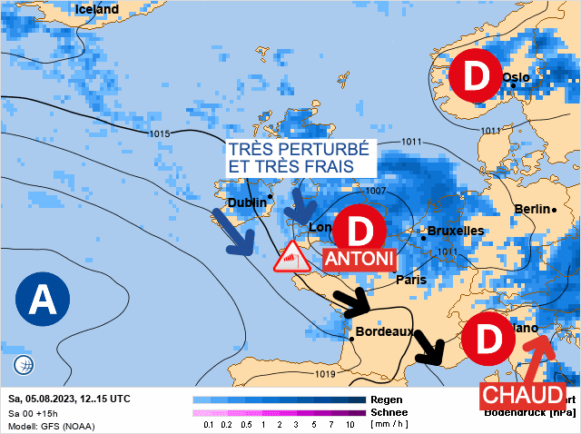 Carte de prévisions d'europe du Samedi 5 août 2023