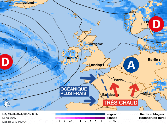 Carte de prévisions d'europe du Jeudi 10 août 2023