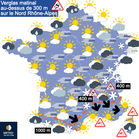 Carte de prévisions du temps du Samedi 2 décembre 2023