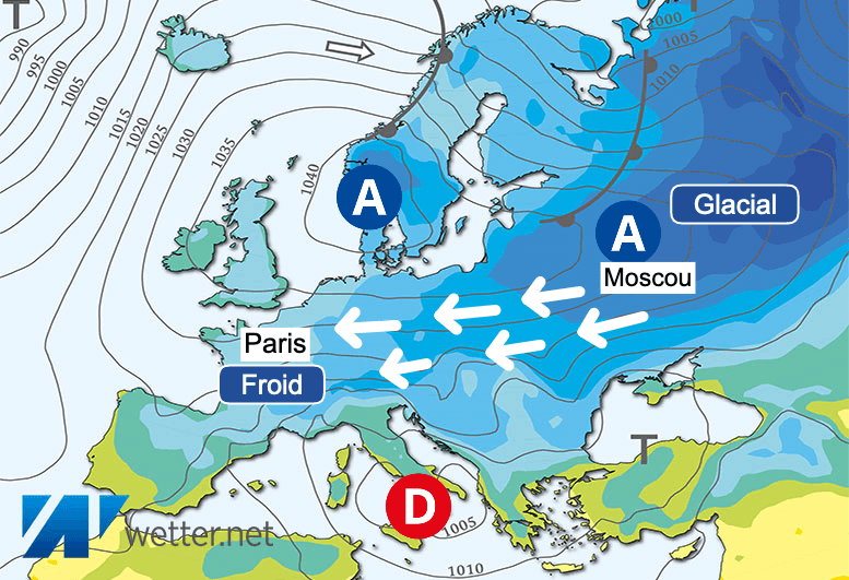 Carte de prévisions d'europe du Lundi 8 janvier 2024