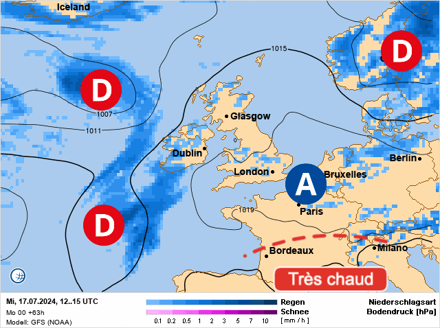 Carte de prévisions d'europe du Mercredi 17 juillet 2024