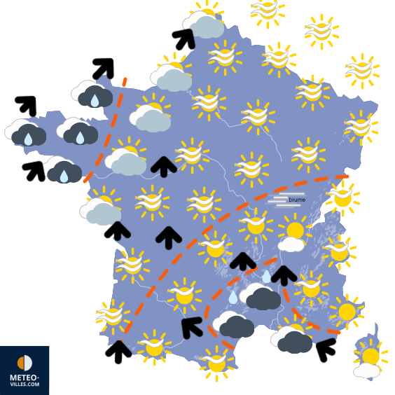 Carte de prévisions du temps du Mardi 9 décembre 2025