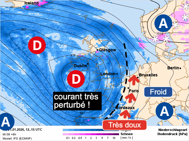 Carte de prévisions d'europe du Mercredi 21 janvier 2026
